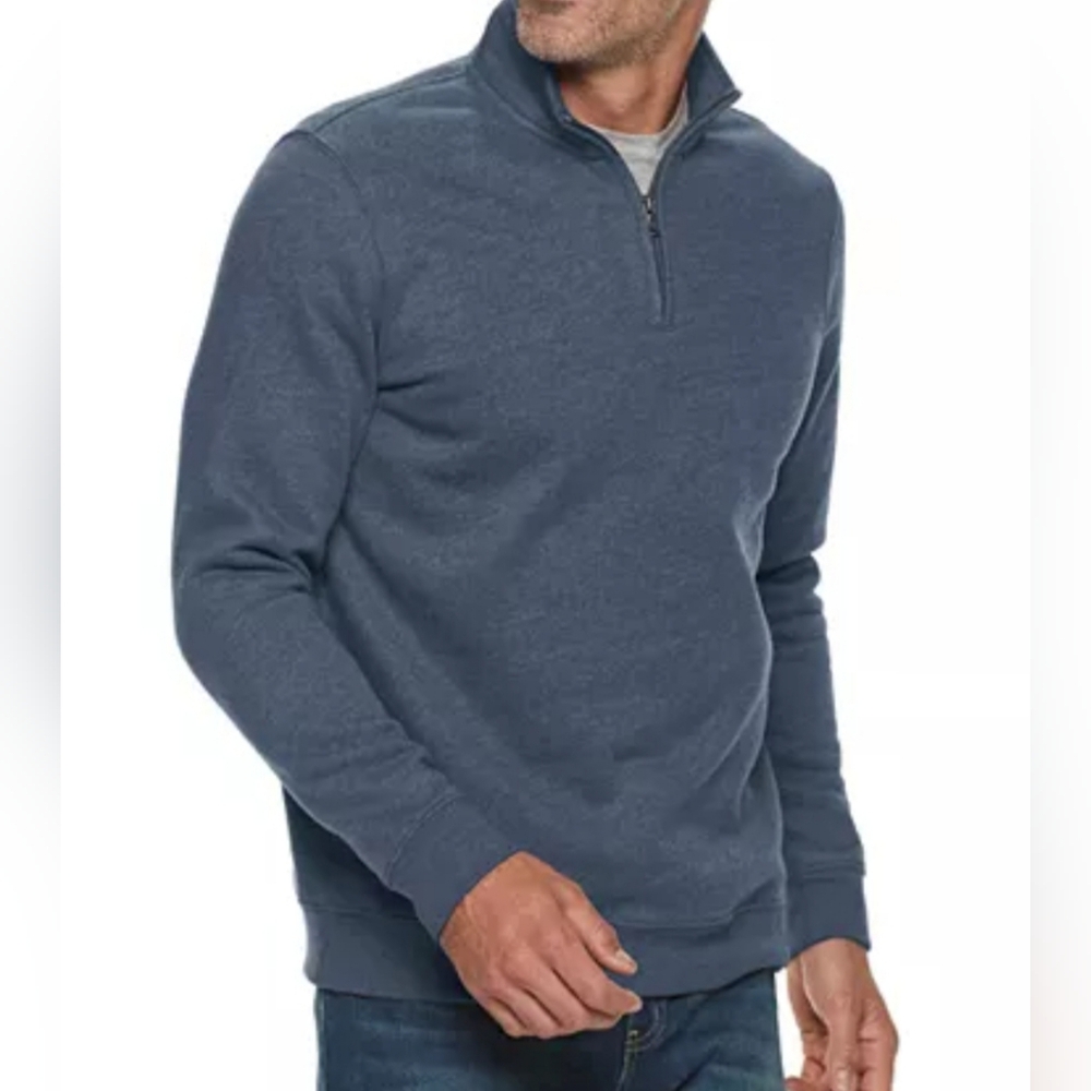 Croft & Barrow Men's Quarter Zip Navy Blue Extra Soft Fleece Pullover Small